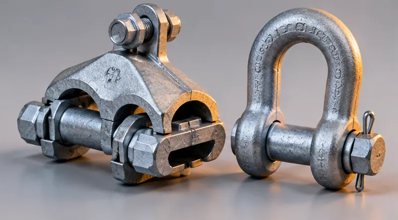 Galvanized power line clamp and shackle